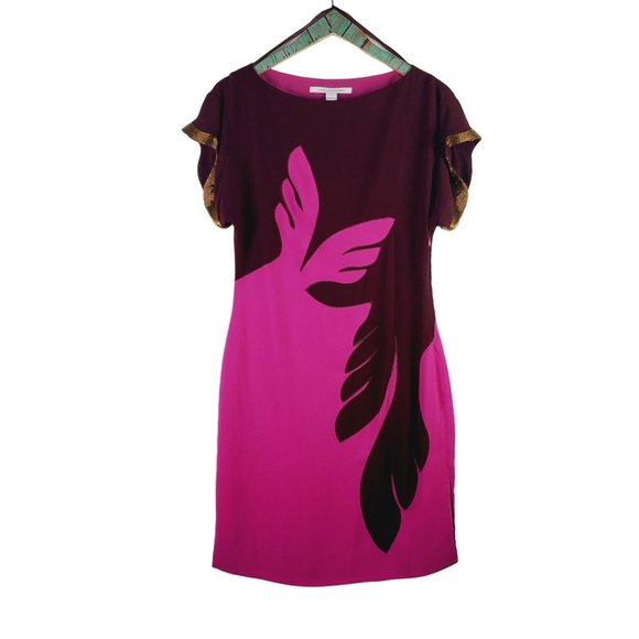 Diane Von Furstenberg Dresses & Skirts - Diane Von Furstenberg Poppie *RARE* Chiffon Copper Beaded Sleeve Dress, 6
